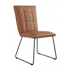 Padded Back Chair with Angled Legs - Tan
