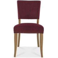 Portland Rustic Oak Crimson Velvet Upholstered Chair