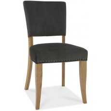 Portland Rustic Oak Gun Metal Upholstered Chair
