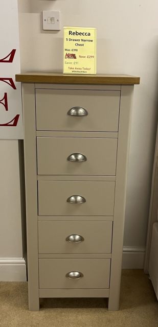 Rebecca 5 Drawer Narrow Chest (SRP £390 NOW £299)