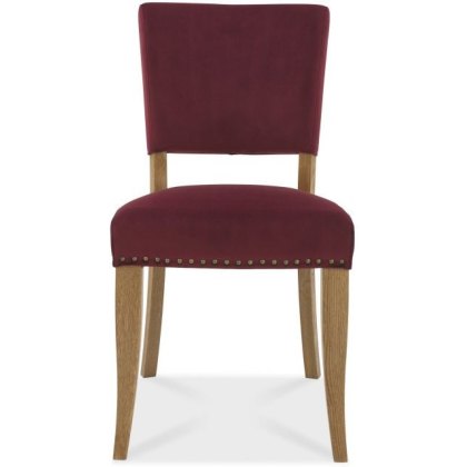 Portland Rustic Oak Crimson Velvet Upholstered Chair