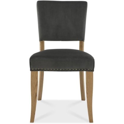 Portland Rustic Oak Gun Metal Upholstered Chair