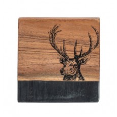 Stag Coasters Black Marble