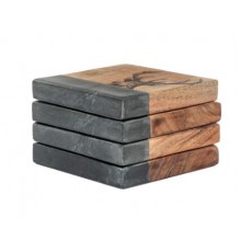 Stag Coasters Black Marble