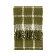 Olive Check Faux Mohair Throw