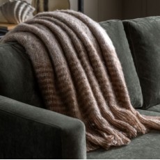 Faux Mohair Fringe Throw Brown