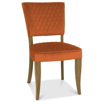 Portland Logan Rustic Oak Upholstered Chair - Rust Velvet Portland Logan Rustic Oak Upholstered Chair - Rust Velvet