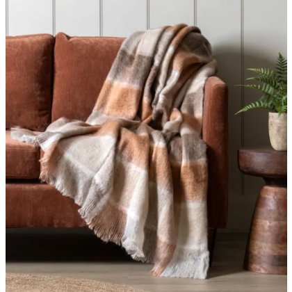 Check Mohair Throw Rust