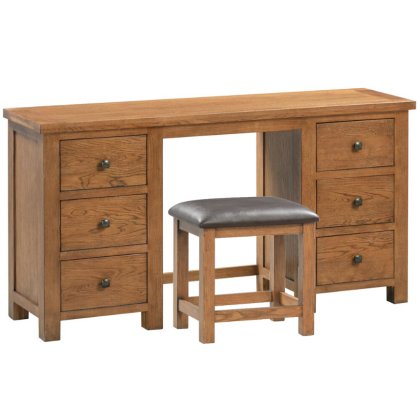 Dallow Rustic Double Pedestal Dressing Table and Stool Set Dallow Rustic Double Pedestal Dressing Table and Stool Set