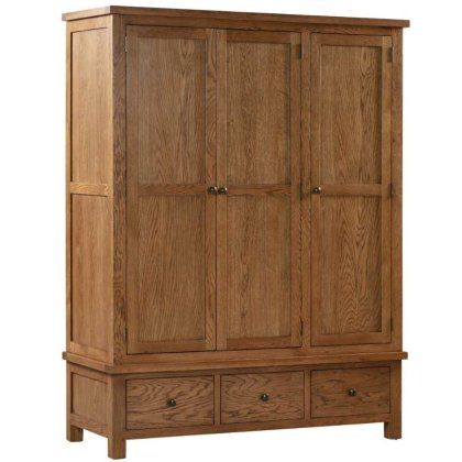 Dallow Rustic Triple Wardrobe with 3 Drawers Dallow Rustic Triple Wardrobe with 3 Drawers