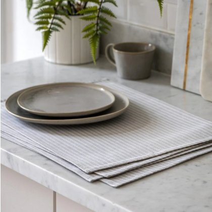 Woven Striped Placemat - Grey (Pack of 4) Woven Striped Placemat - Grey (Pack of 4)