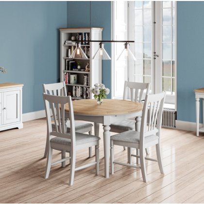 Lingwood Painted Grey Mist Round Extending Dining Table 110-150 Lingwood Painted Grey Mist Round Extending Dining Table 110-150