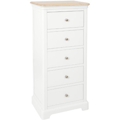 Lingwood Painted White 5 Drawer Tall Chest Lingwood Painted White 5 Drawer Tall Chest