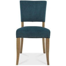 Portland Rustic Oak Sea Green Velvet Upholstered Chair