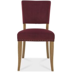 Portland Rustic Oak Crimson Velvet Upholstered Chair