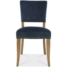 Portland Rustic Oak Dark Blue Velvet Upholstered Chair