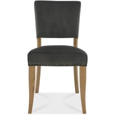 Portland Rustic Oak Gun Metal Upholstered Chair