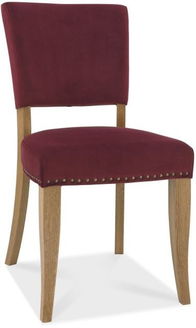 Portland Rustic Oak Crimson Velvet Upholstered Chair Portland Rustic Oak Crimson Velvet Upholstered Chair