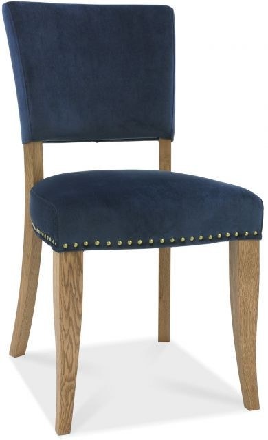 Portland Rustic Oak Dark Blue Velvet Upholstered Chair Portland Rustic Oak Dark Blue Velvet Upholstered Chair