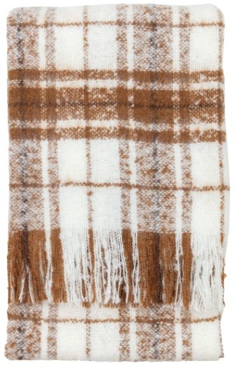 Check Faux Mohair Throw Tan Check Faux Mohair Throw Tan