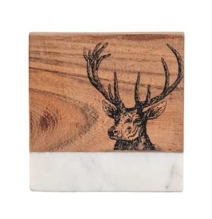 Stag Coasters White Marble