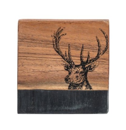 Stag Coasters Black Marble