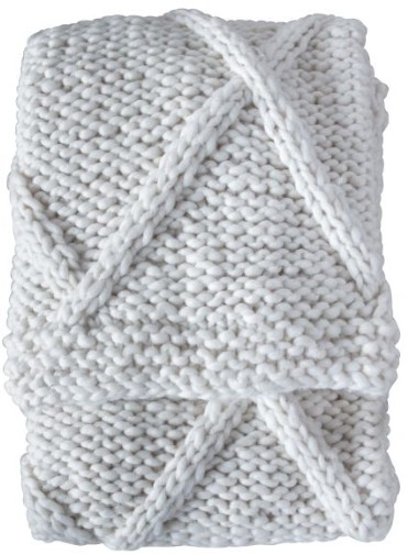 Cable Knit Diamond Throw Cream