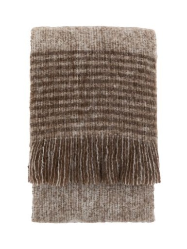 Faux Mohair Fringe Throw Brown