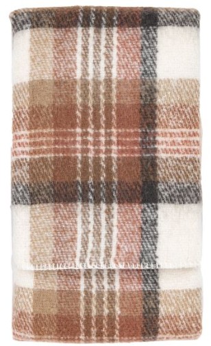 Check Faux Mohair Throw Natural Sherpa