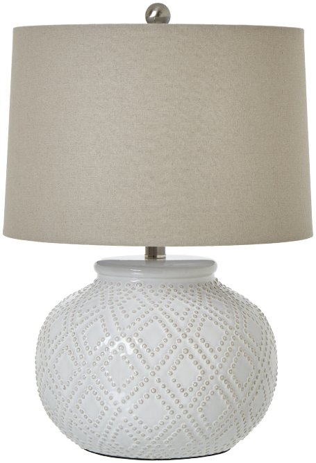 Squat White Beaded Ceramic Lamp Squat White Beaded Ceramic Lamp