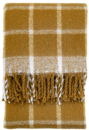 Poly Mohair Check Throw Mustard Poly Mohair Check Throw Mustard