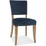 Portland Rustic Oak Dark Blue Velvet Upholstered Chair Portland Rustic Oak Dark Blue Velvet Upholstered Chair