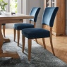 Portland Rustic Oak Dark Blue Velvet Upholstered Chair Portland Rustic Oak Dark Blue Velvet Upholstered Chair